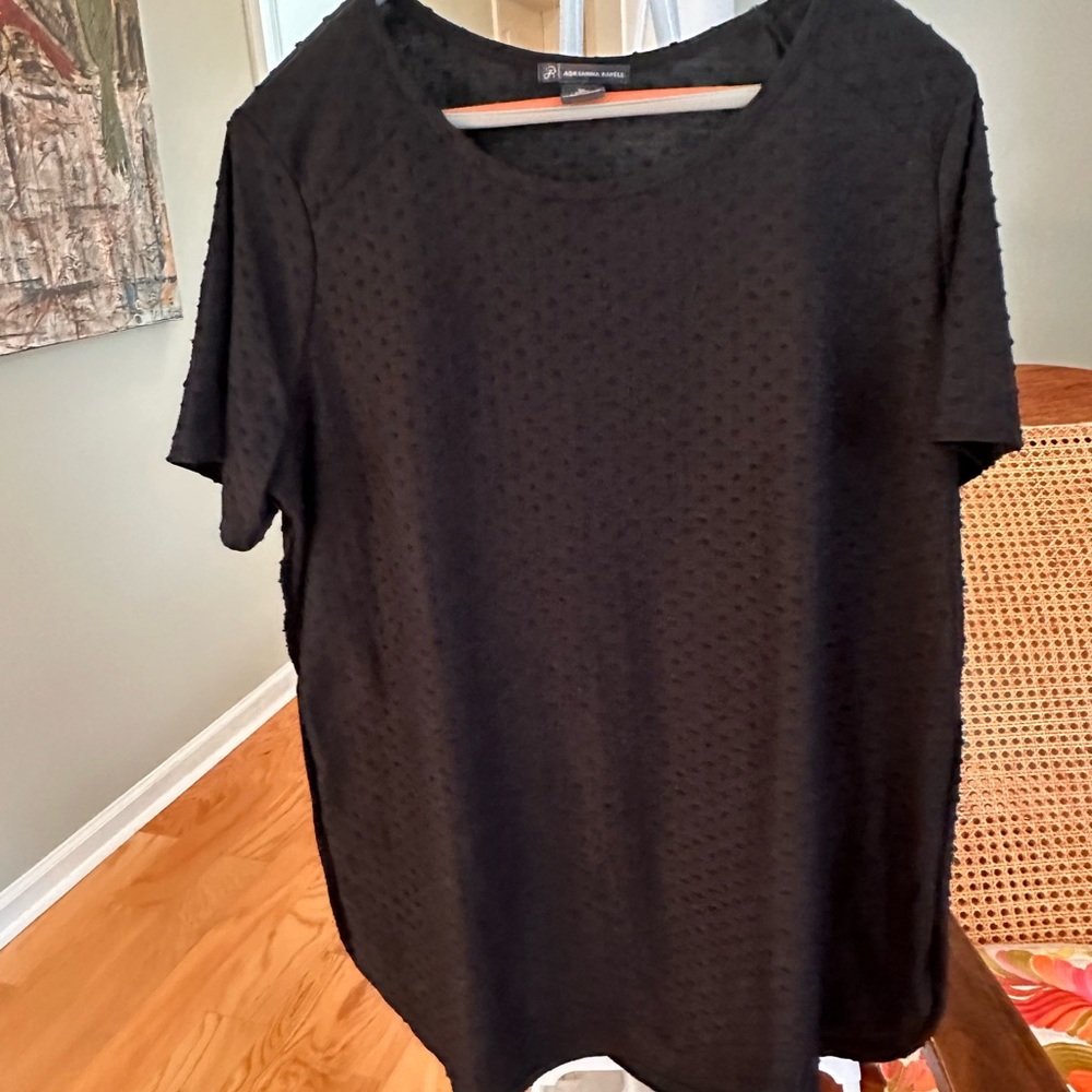 Adrianna Papell Swiss Dot Tunic Top Raised Dot Black SZ XL